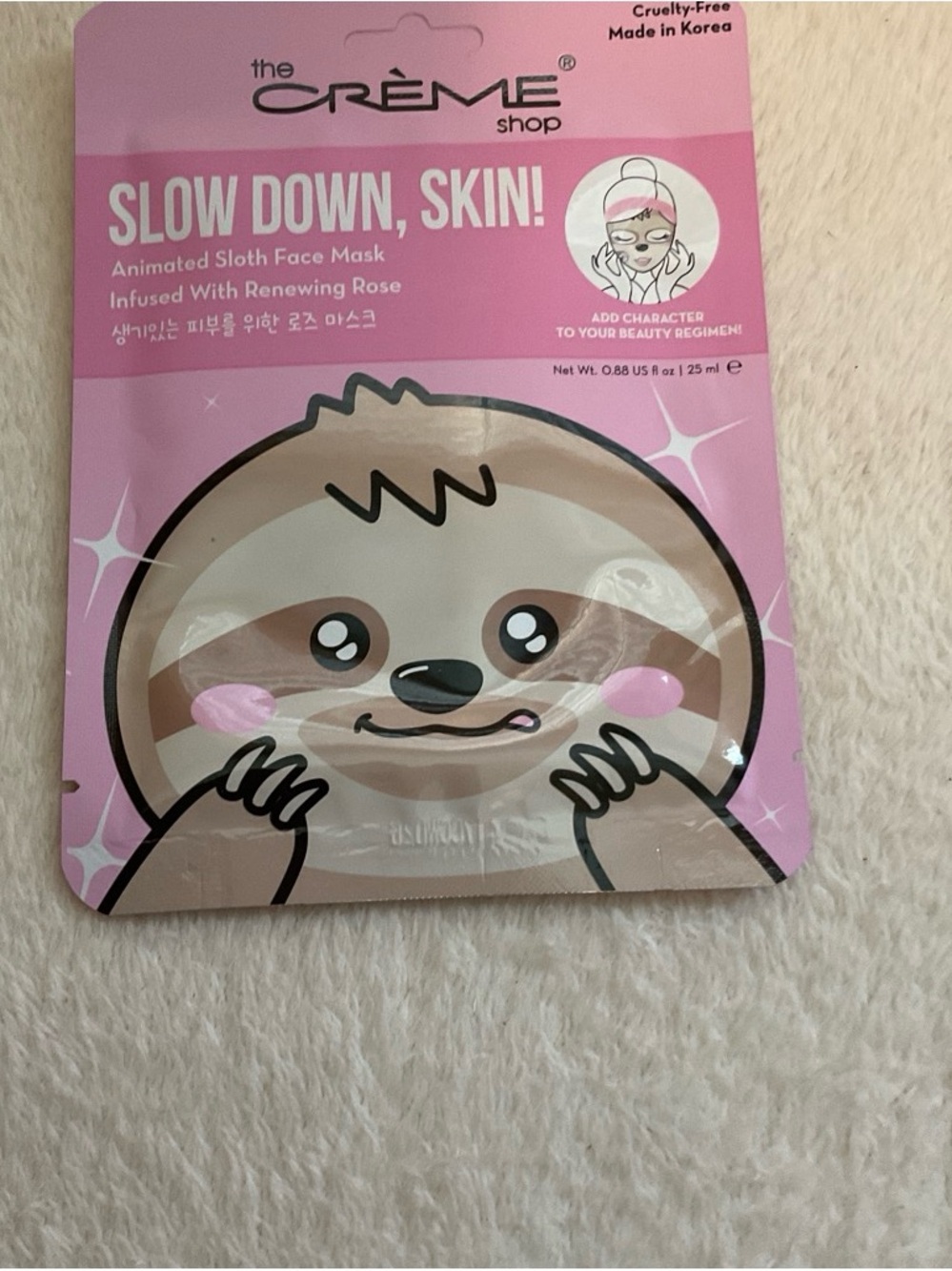 The Crème Shop Slow Down, Skin! Rose Sloth Face Mask — Pink